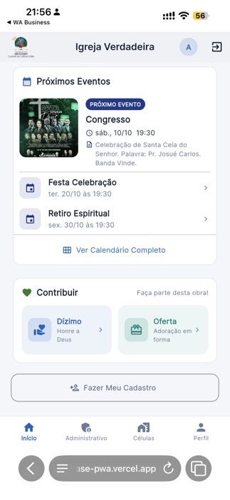 App ChurchBase no celular